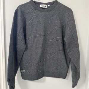 Lacoste Gray Crewneck Sweater with Relaxed Fit
